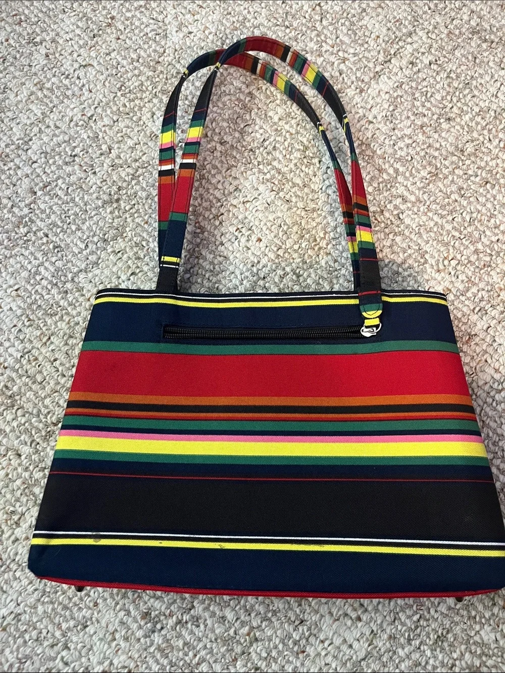 kate spade Striped Canvas Shoulder Bag in Red, Navy, Green, Yellow, Brown, Black